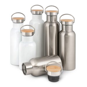 Thermoflasche mit Bambusdeckel - individuell bedruckt