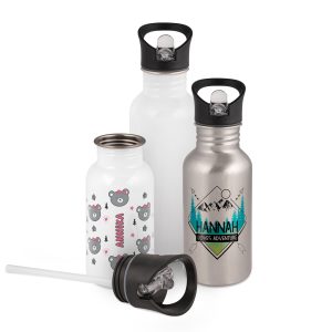 Trinkflasche mit Trinkhalm - Individuell bedruckt